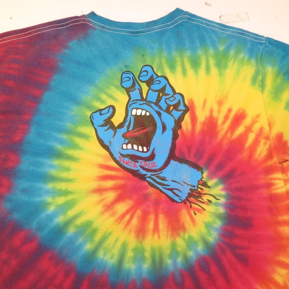 Mens Sz M T Shirt SPEED WHEELS SANTA CRUZ SKATEBOARDS SCREAMING HAND Tie Dye